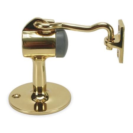 Hook-Style Door Holder, 2-7/32In, Br Brass