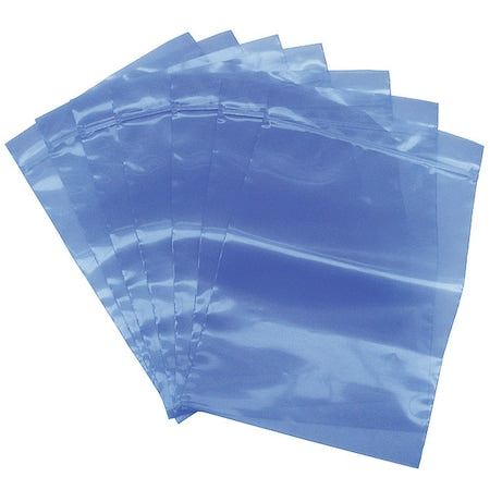 Reclosable Bag, Zip Seal, 8 in L, 6 in W, 4 mil Thick, Low Density Polyethylene (LDPE), Blue