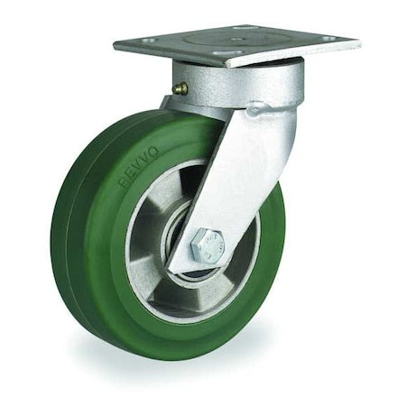 Kingpinless Plate Caster, Swivel, Rubber, 8 in, 880 lb