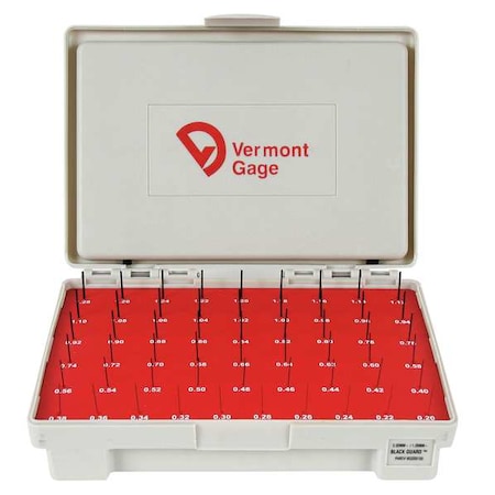 Pin Gage Set, Minus, 0.20-1.28mm, Black