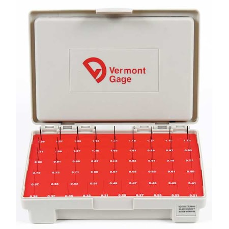 Pin Gage Set, Minus, 0.21-1.29mm, Black