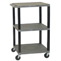 Utility Cart with Lipped Plastic Shelves, Polyethylene, 400 lb Load Capacity, 3 Shelves, 24 in L