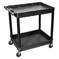 Utility Cart with Deep Lipped Plastic Shelves, Polyethylene, 400 lb Load Capacity, 2 Shelves
