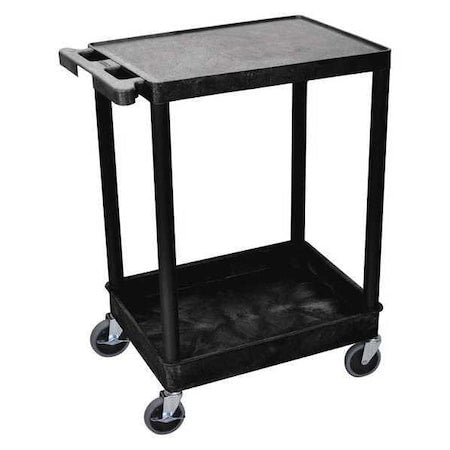 Utility Cart with Deep Lipped & Lipped Plastic Shelves, Polyethylene, 300 lb Load Capacity, 24 in L