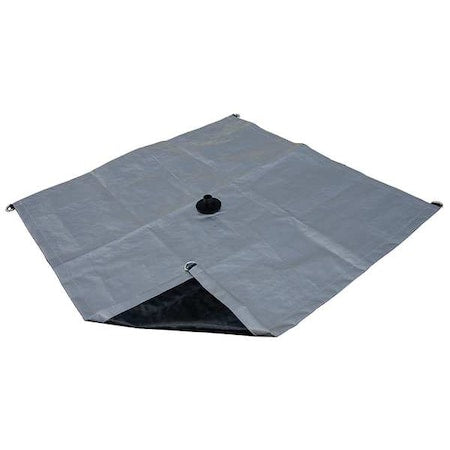 Tarp, Drainage, Polyethylene, 3x3 Ft, Black/Silver, 1 Leak Diverter