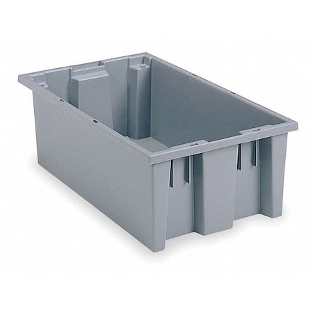 Stack & Nest Storage Container, 6.1 gal, 19-1/2 in L x 13-1/2 in W x 8 in H, Gray
