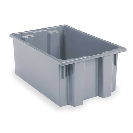Stack & Nest Storage Container, 9 gal, 19-1/2 in L x 15-1/2 in W x 10 in H, Gray