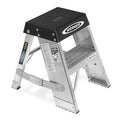 Step Stand, 2 Steps, 375 lb Load Capacity, 24 in Overall Height, Aluminum, Silver/Black
