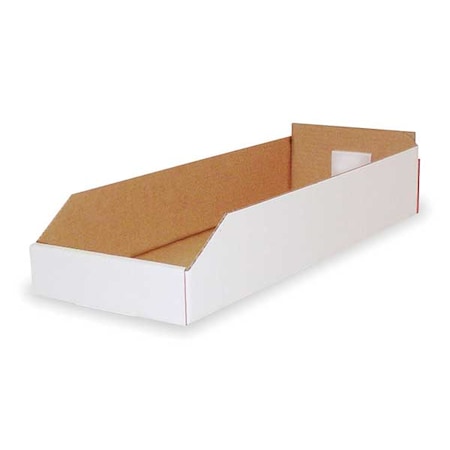 Corrugated Shelf Bin, Cardboard, 8 1/4 in W, 4 3/4 in H, White