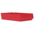 Shelf Storage Bin, Plastic, Red, 4 in H, 11 1/8 in W, 17 7/8 in L