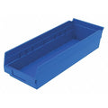 Shelf Storage Bin, Plastic, Blue, 4 in H, 6 5/8 in W, 17 7/8 in L