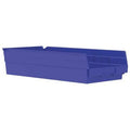 Shelf Storage Bin, Plastic, Blue, 4 in H, 8 3/8 in W, 17 7/8 in L