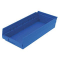 Shelf Storage Bin, Plastic, Blue, 4 in H, 8 3/8 in W, 17 7/8 in L