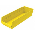 Shelf Storage Bin, 6-5/8 in W x 17-7/8 in L x 4 in H, 20 lb Load Capacity, Yellow, Plastic