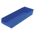 Shelf Storage Bin, Plastic, Blue, 4 in H, 8 3/8 in W, 23 5/8 in L