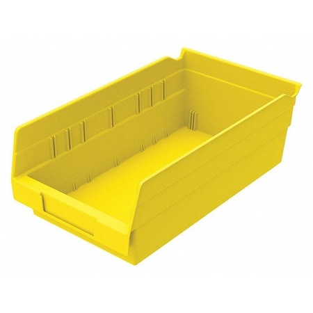 Shelf Storage Bin, Plastic, Yellow, 4 in H, 6 5/8 in W, 11 5/8 in L