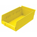 Shelf Storage Bin, Plastic, Yellow, 4 in H, 6 5/8 in W, 11 5/8 in L