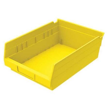 Shelf Storage Bin, Plastic, Yellow, 4 in H, 8 3/8 in W, 11 5/8 in L
