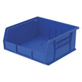 Hang & Stack Storage Bin, 11 in W x 10-7/8 in L x 5 in H, 50 lb Load Capacity, Blue, Plastic