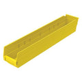 Shelf Storage Bin, Plastic, Yellow, 4 in H, 4 1/8 in W, 23 5/8 in L