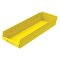 Shelf Storage Bin, Plastic, Yellow, 4 in H, 8 3/8 in W, 23 5/8 in L