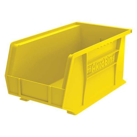 Hang & Stack Storage Bin, Plastic, Yellow, 7 in H, 8 1/4 in W, 14 3/4 in L