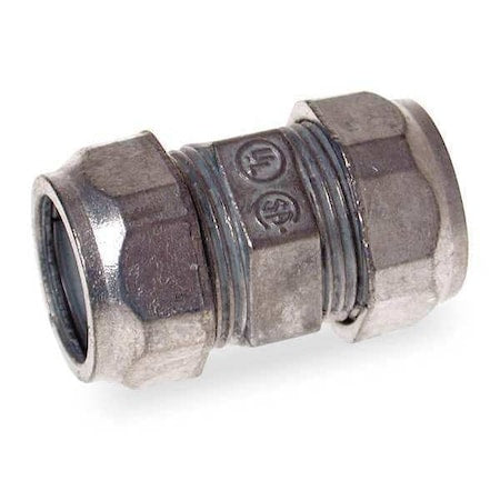 EMT Coupling, 1-1/4 in, Compression, Zinc Alloy, Plain