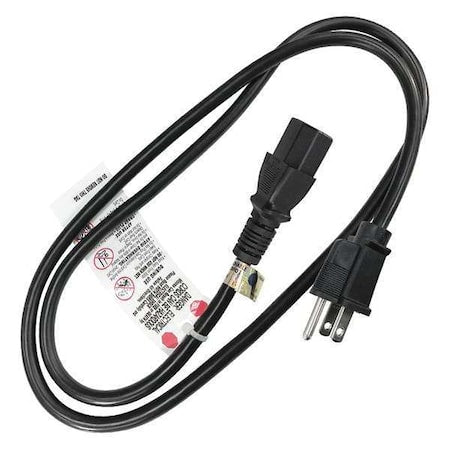 Power Cord, 5-15P, SJT, 3 ft., Blk, 15A, 14/3