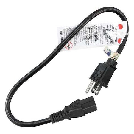 Power Cord, 5-15P, SJT, 2 ft., Blk, 13A, 16/3