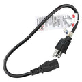 Power Cord, 5-15P, SJT, 2 ft., Blk, 15A, 14/3