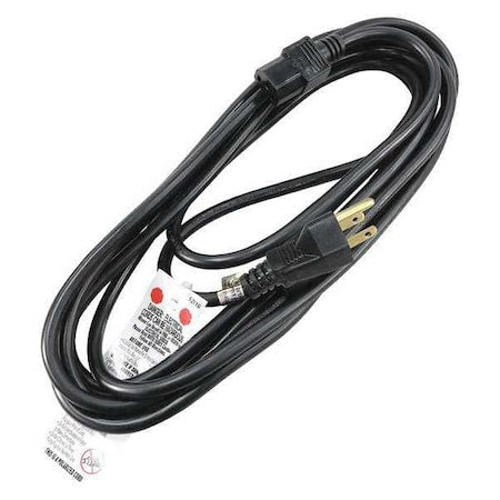 Power Cord, 5-15P, SJT, 15 ft., Blk, 13A, 16/3