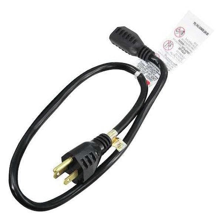 SJT Extension Cord, 16 AWG, Indoor, 16/3, 1 Outlets, 5-15R, Black, PVC, 5-15P, 2 ft