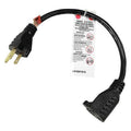 SJT Extension Cord, 16 AWG, Indoor, 16/3, 1 Outlets, 5-15R, Black, PVC, 5-15P, 1 ft