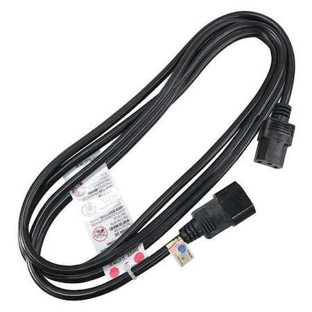 Power Cord, IEC C14, SJT, 10 ft., Blk, 10A, 16/3