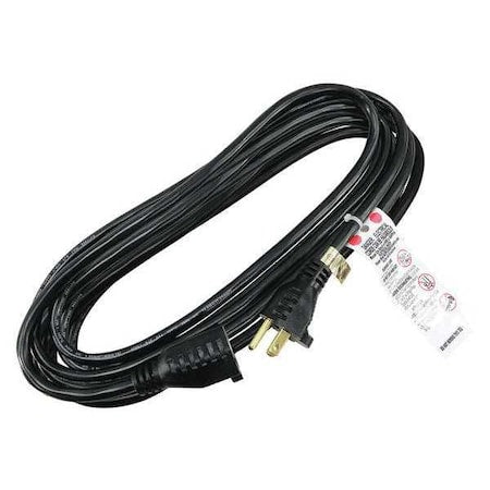 SJT Extension Cord, 16 AWG, Indoor, 16/3, 1 Outlets, 5-15R, Black, PVC, 5-15P, 15 ft