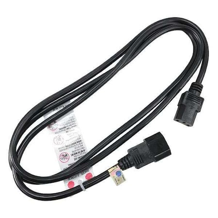 Power Cord, IEC C14, SJT, 6 ft., Blk, 10A, 18/3
