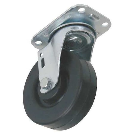 Swivel Plate Caster, Rubber, 5 in., 330 lb.