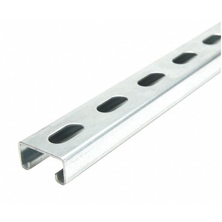 Single Channel Strut, Half Slotted, Steel, Galvanized, 9/16 in x 1-1/8 in Hole Size, Silver