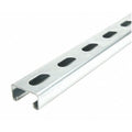 Single Channel Strut, Half Slotted, Steel, Galvanized, 9/16 in x 1-1/8 in Hole Size, Silver