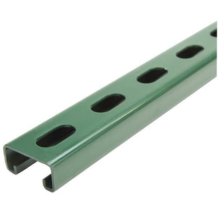 Single Channel Strut, Half Slotted, Steel, Painted, 9/16 in x 1-1/8 in Hole Size, Green