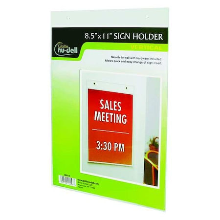 Sign Holder, Wall, 8-1/2x11, Acrylic, Clear
