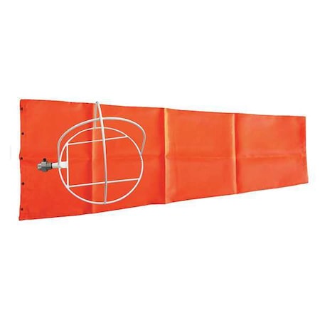 Portable Windsock, Orange, Polyester, 55 in Length, Windsock with Mounting Hardware