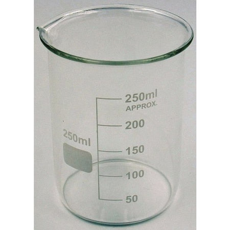 Beaker, Low Form, Glass, 250mL, PK12
