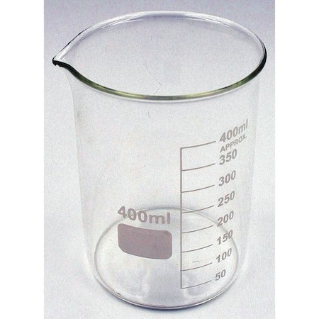 Beaker, Low Form, Glass, 400mL, PK6