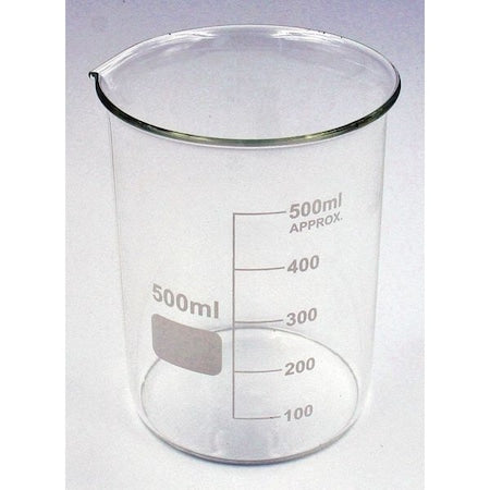 Beaker, Low Form, Glass, 500mL, PK6
