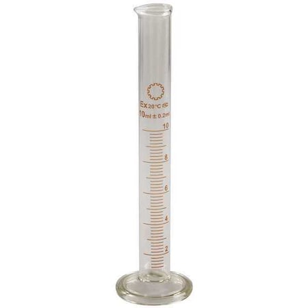 Graduated Cylinder, 10mL, Glass, Clear, PK12