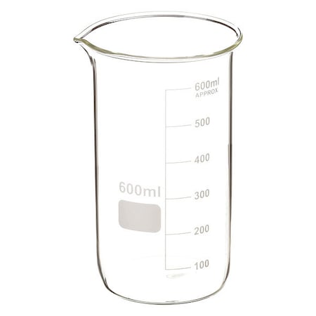 Beaker, Tall Form, Glass, 600mL, PK6 (Formerly Lab Safety Supply)