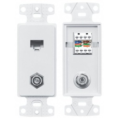 Wall Plate and Jack, Cat 5e/F-Type, White
