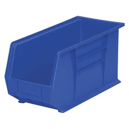 Hang & Stack Storage Bin, Plastic, Blue, 9 in H, 8 1/4 in W, 18 in L