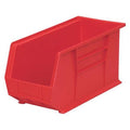 Hang & Stack Storage Bin, Plastic, Red, 9 in H, 8 1/4 in W, 18 in L